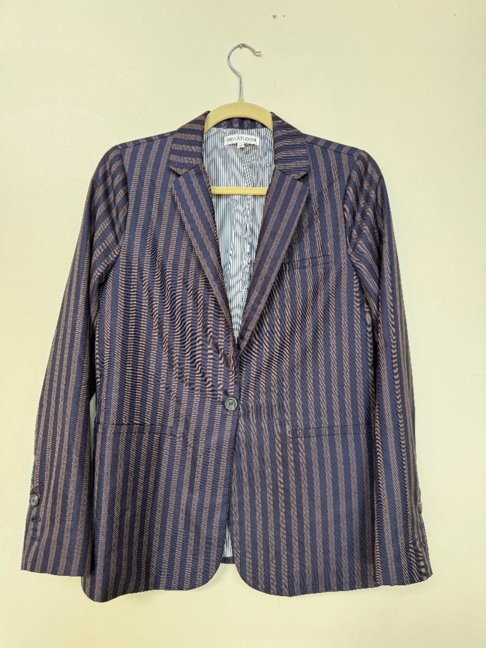 Heartloom Women’s Striped Blazer Navy Brown Size Small